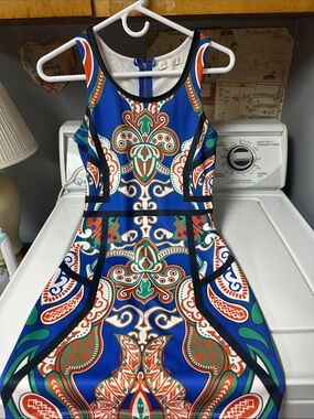 Jealous Tomato Blue Multi-Print Sleeveless Fit & Flare Mini Dress